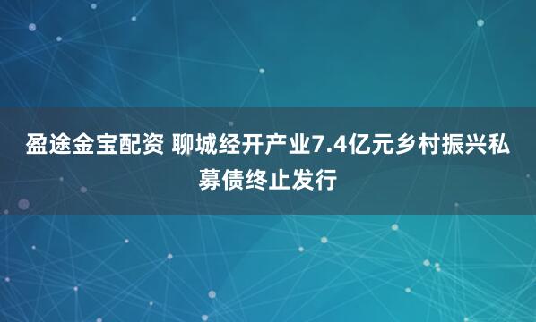 盈途金宝配资 聊城经开产业7.4亿元乡村振兴私募债终止发行